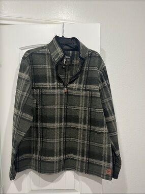 Men's Lightweight Olive Plaid Shirt Jacket